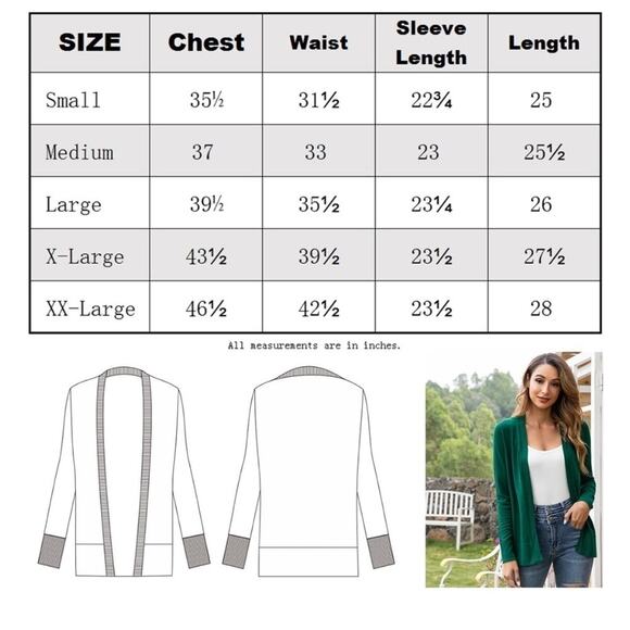 Open Front Lightweight Cardigan Sweater Sz Medium Navy Blue Othyroce - Picture 8 of 8